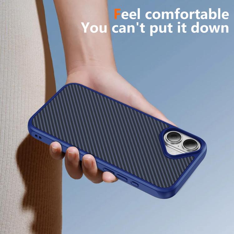For iPhone 17 Carbon Fiber Texture Skin-feel MagSafe Phone Case(Blue) - iPhone 17 Cases by buy2fix | Online Shopping UK | buy2fix