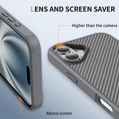 For iPhone 17 Carbon Fiber Texture Skin-feel MagSafe Phone Case(Grey) - iPhone 17 Cases by buy2fix | Online Shopping UK | buy2fix