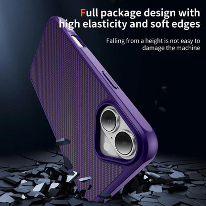 For iPhone 17 Carbon Fiber Texture Skin-feel MagSafe Phone Case(Purple) - iPhone 17 Cases by buy2fix | Online Shopping UK | buy2fix
