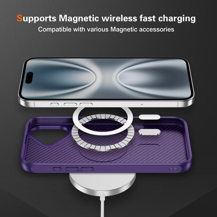 For iPhone 17 Carbon Fiber Texture Skin-feel MagSafe Phone Case(Purple) - iPhone 17 Cases by buy2fix | Online Shopping UK | buy2fix