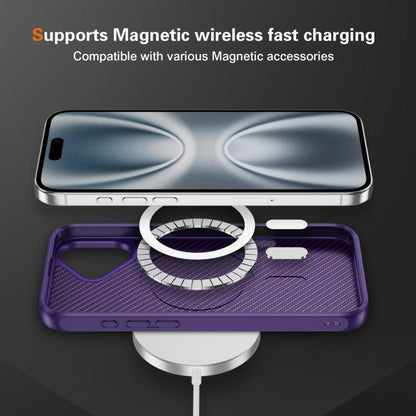 For iPhone 17 Carbon Fiber Texture Skin-feel MagSafe Phone Case(Purple) - iPhone 17 Cases by buy2fix | Online Shopping UK | buy2fix