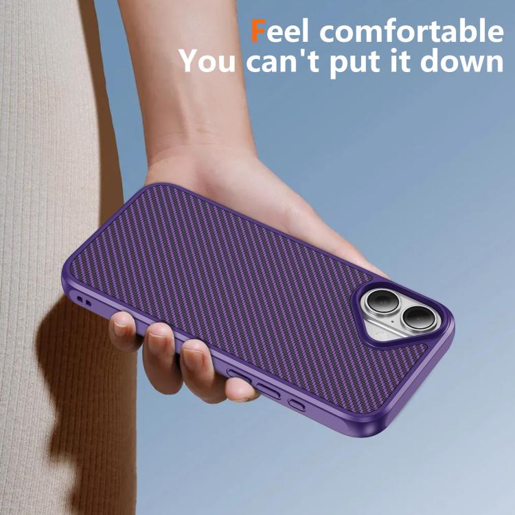 For iPhone 17 Carbon Fiber Texture Skin-feel MagSafe Phone Case(Purple) - iPhone 17 Cases by buy2fix | Online Shopping UK | buy2fix