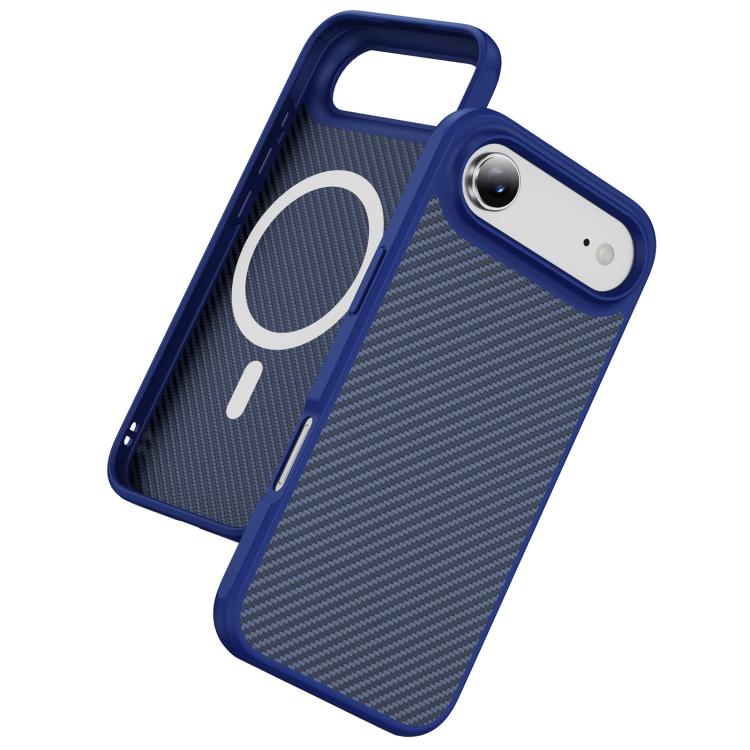 For iPhone Air Carbon Fiber Texture Skin-feel MagSafe Phone Case(Blue) - iPhone Air Cases by buy2fix | Online Shopping UK | buy2fix
