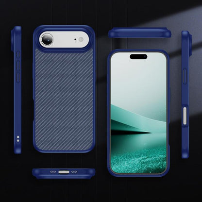 For iPhone Air Carbon Fiber Texture Skin-feel MagSafe Phone Case(Blue) - iPhone Air Cases by buy2fix | Online Shopping UK | buy2fix