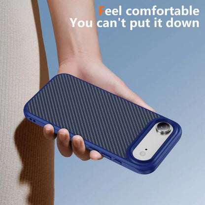 For iPhone Air Carbon Fiber Texture Skin-feel MagSafe Phone Case(Blue) - iPhone Air Cases by buy2fix | Online Shopping UK | buy2fix