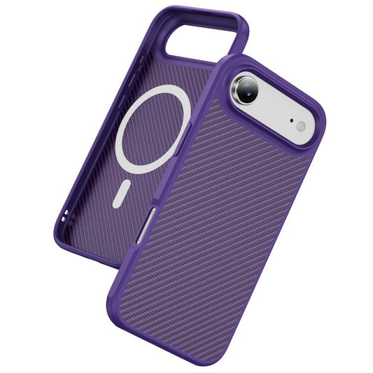 For iPhone Air Carbon Fiber Texture Skin-feel MagSafe Phone Case(Purple) - iPhone Air Cases by buy2fix | Online Shopping UK | buy2fix