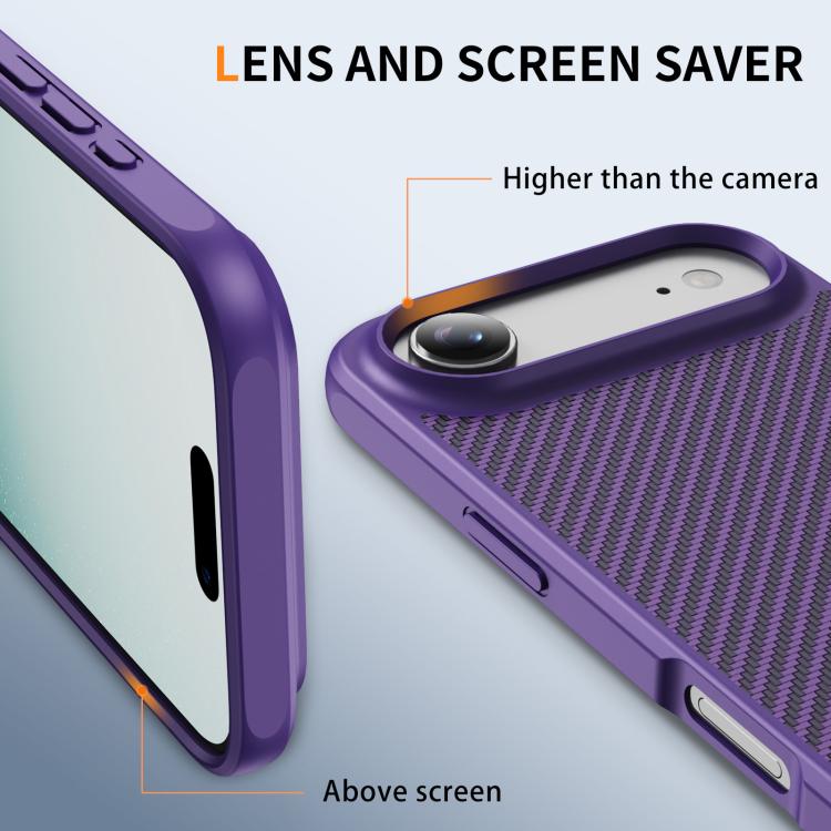 For iPhone Air Carbon Fiber Texture Skin-feel MagSafe Phone Case(Purple) - iPhone Air Cases by buy2fix | Online Shopping UK | buy2fix