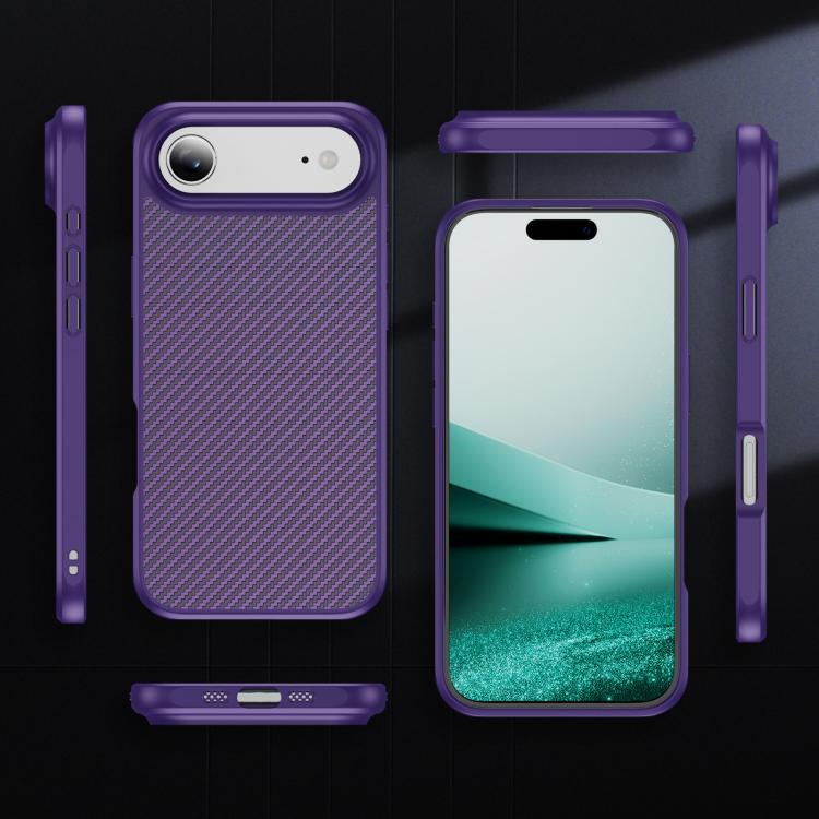 For iPhone Air Carbon Fiber Texture Skin-feel MagSafe Phone Case(Purple) - iPhone Air Cases by buy2fix | Online Shopping UK | buy2fix
