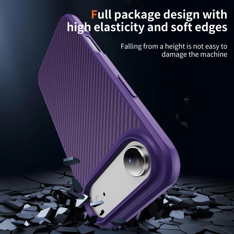For iPhone Air Carbon Fiber Texture Skin-feel MagSafe Phone Case(Purple) - iPhone Air Cases by buy2fix | Online Shopping UK | buy2fix