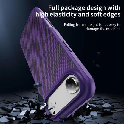 For iPhone Air Carbon Fiber Texture Skin-feel MagSafe Phone Case(Purple) - iPhone Air Cases by buy2fix | Online Shopping UK | buy2fix