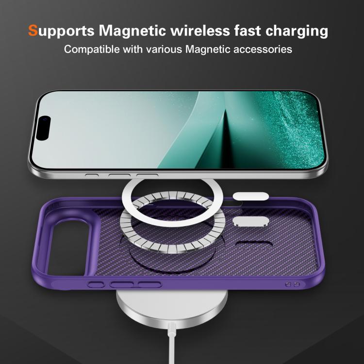 For iPhone Air Carbon Fiber Texture Skin-feel MagSafe Phone Case(Purple) - iPhone Air Cases by buy2fix | Online Shopping UK | buy2fix