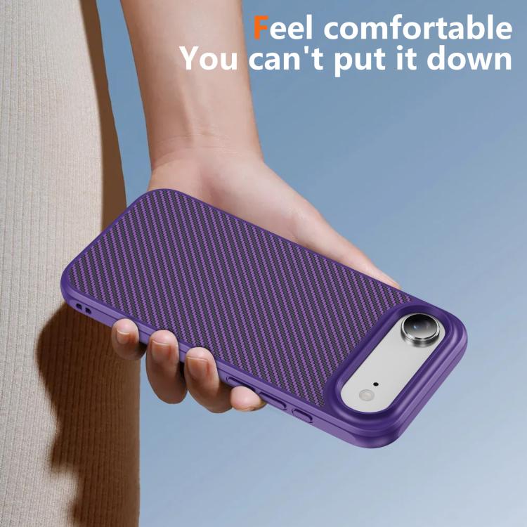 For iPhone Air Carbon Fiber Texture Skin-feel MagSafe Phone Case(Purple) - iPhone Air Cases by buy2fix | Online Shopping UK | buy2fix