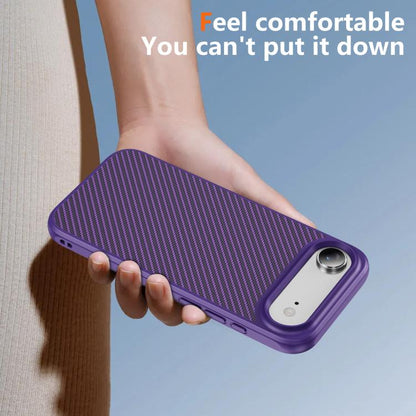 For iPhone Air Carbon Fiber Texture Skin-feel MagSafe Phone Case(Purple) - iPhone Air Cases by buy2fix | Online Shopping UK | buy2fix