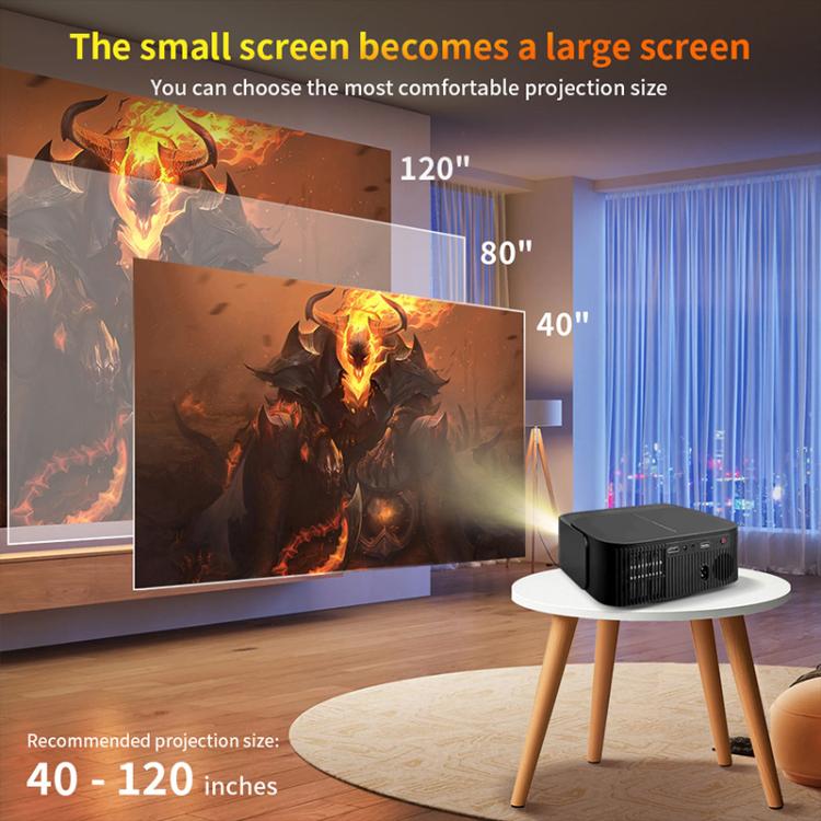 Cheerlux E2C Same Screen Version 1920x1080P 300ANSI Smart Projector, US Plug(Black) - Mini Projector by Cheerlux | Online Shopping UK | buy2fix