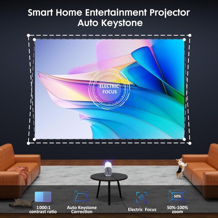 Cheerlux H1 Same Screen Version 1280x720P 180ANSI Smart Projector, AU Plug, with Gimbal(Dark Grey) - Mini Projector by Cheerlux | Online Shopping UK | buy2fix