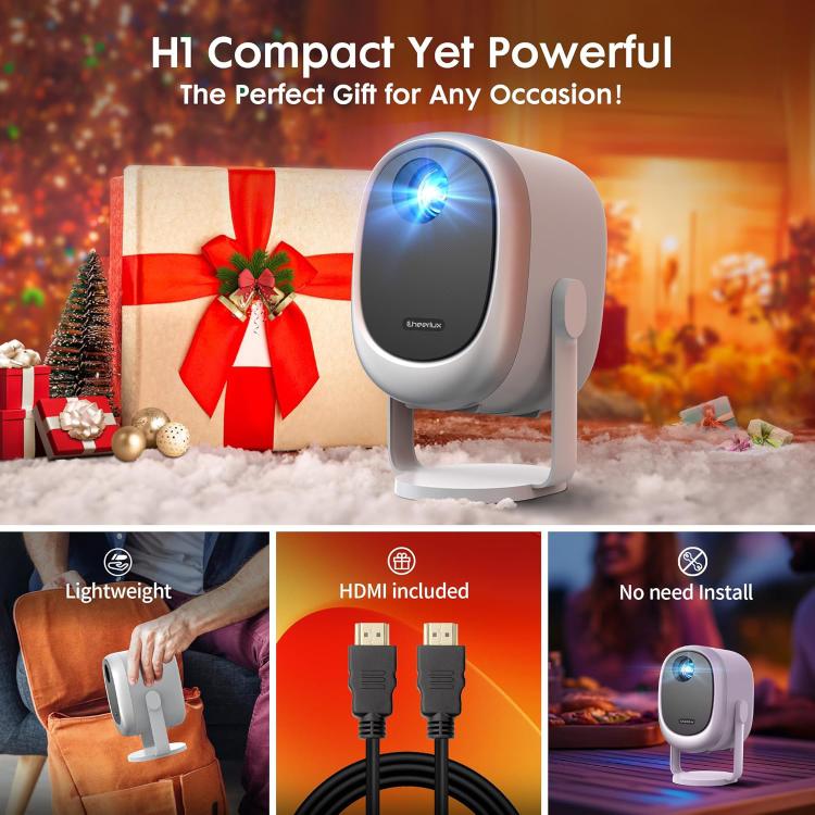 Cheerlux H1 Whale OS Version 1280x720P 180ANSI Smart Projector, EU Plug, with Gimbal(White) - Mini Projector by Cheerlux | Online Shopping UK | buy2fix