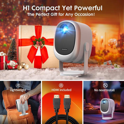 Cheerlux H1 Whale OS Version 1280x720P 180ANSI Smart Projector, EU Plug, with Gimbal(White) - Mini Projector by Cheerlux | Online Shopping UK | buy2fix