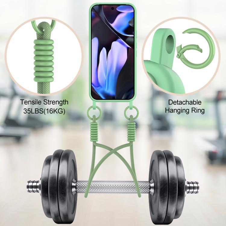 For Google Pixel 10 Pro XL Integrated Card Bag Solid Color Liquid Silicone Phone Case Gen2 with Short Lanyard(Green) - Google Cases by buy2fix | Online Shopping UK | buy2fix
