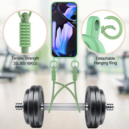 For Google Pixel 10 Pro XL Integrated Card Bag Solid Color Liquid Silicone Phone Case Gen2 with Short Lanyard(Green) - Google Cases by buy2fix | Online Shopping UK | buy2fix