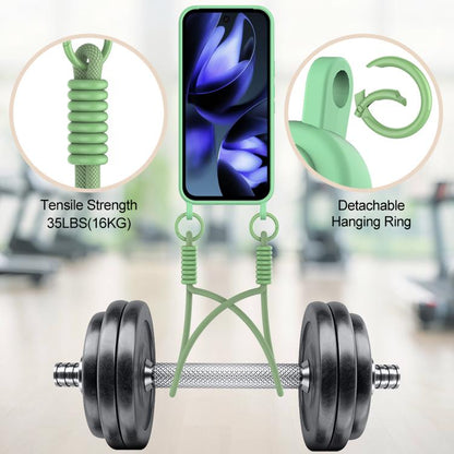 For Google Pixel 10 Integrated Card Bag Solid Color Liquid Silicone Phone Case Gen2 with Short Lanyard(Green) - Google Cases by buy2fix | Online Shopping UK | buy2fix