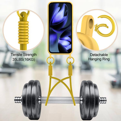 For Google Pixel 10 Integrated Card Bag Solid Color Liquid Silicone Phone Case Gen2 with Short Lanyard(Yellow) - Google Cases by buy2fix | Online Shopping UK | buy2fix