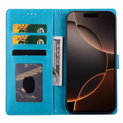 For iPhone Air Embossed Checkered Leather Phone Case(Blue) - iPhone Air Cases by buy2fix | Online Shopping UK | buy2fix