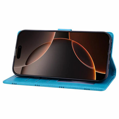 For iPhone Air Embossed Checkered Leather Phone Case(Blue) - iPhone Air Cases by buy2fix | Online Shopping UK | buy2fix