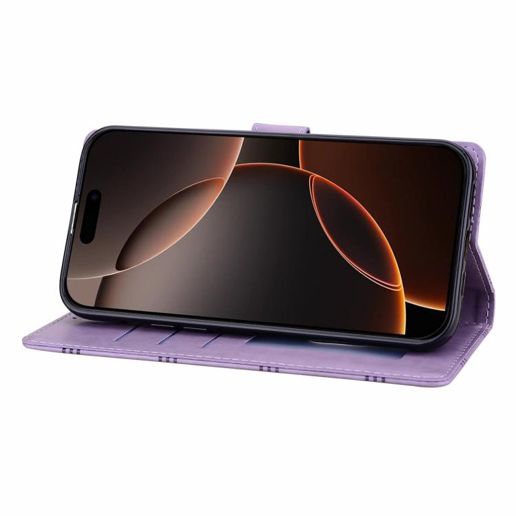 For iPhone Air Embossed Checkered Leather Phone Case(Purple) - iPhone Air Cases by buy2fix | Online Shopping UK | buy2fix