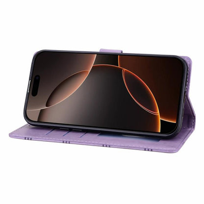 For iPhone Air Embossed Checkered Leather Phone Case(Purple) - iPhone Air Cases by buy2fix | Online Shopping UK | buy2fix