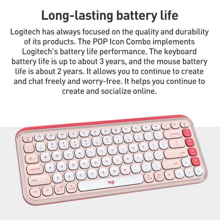 Logitech POP ICON COMBO Wireless Bluetooth Keyboard and Mouse Set(Purple) - Wireless Keyboard by Logitech | Online Shopping UK | buy2fix