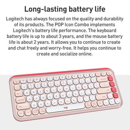 Logitech POP ICON KEYS Wireless Bluetooth Keyboard(Pink) - Wireless Keyboard by Logitech | Online Shopping UK | buy2fix