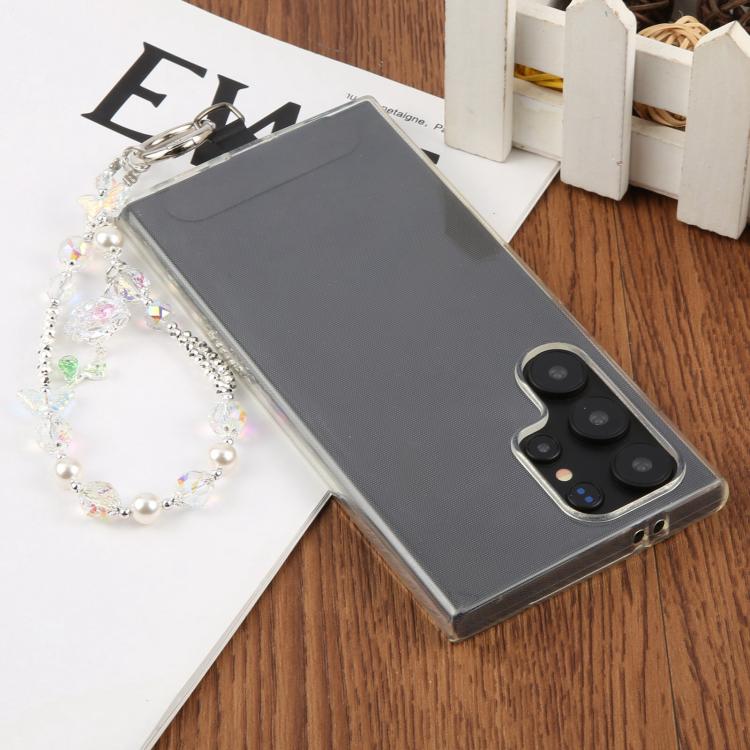 Zircon Flowers Bead Chain Phone Anti-lost Short Lanyard(Transparent) - Lanyards & Wrist Straps by buy2fix | Online Shopping UK | buy2fix