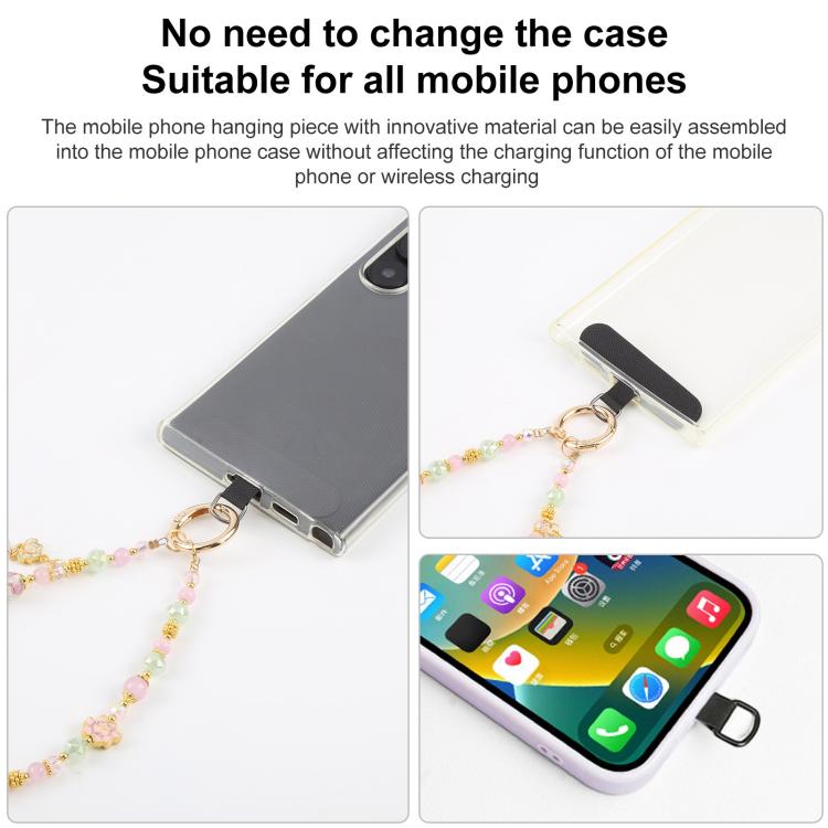 Lotus Bead Chain Phone Anti-lost Short Lanyard(Pink Green) - Lanyards & Wrist Straps by buy2fix | Online Shopping UK | buy2fix