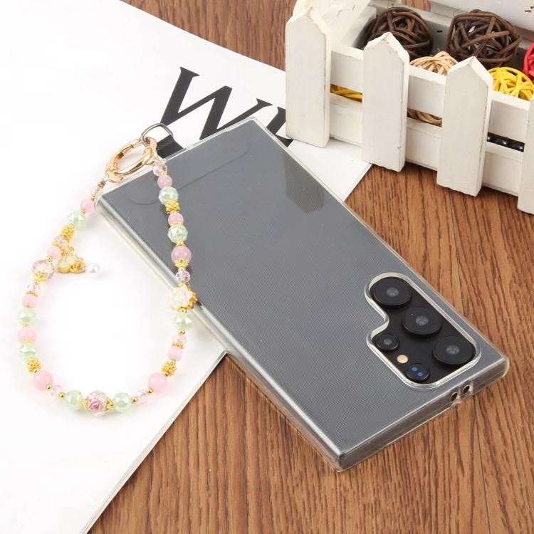 Lotus Bead Chain Phone Anti-lost Short Lanyard(Pink Green) - Lanyards & Wrist Straps by buy2fix | Online Shopping UK | buy2fix