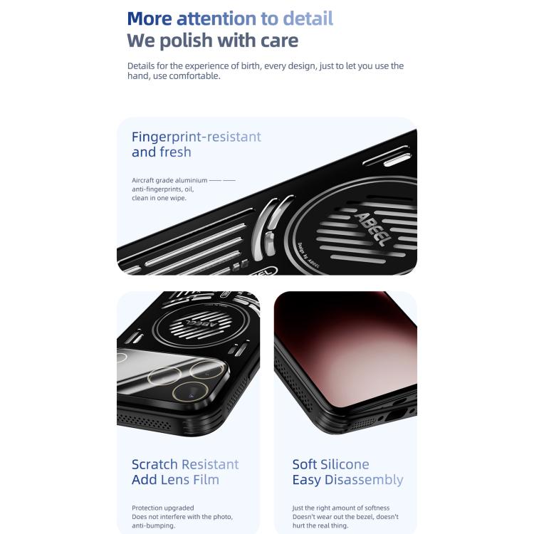 For iPhone 17 ABEEL Ice Fox Series Magsafe Heat Sink Cooling Phone Case(Black) - iPhone 17 Cases by buy2fix | Online Shopping UK | buy2fix