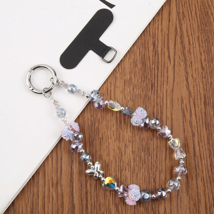 Rose Bead Chain Phone Anti-lost Short Lanyard(Blue Pink) - Lanyards & Wrist Straps by buy2fix | Online Shopping UK | buy2fix