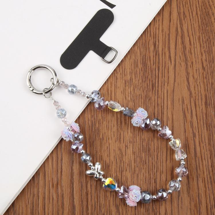 Rose Bead Chain Phone Anti-lost Short Lanyard(Pink) - Lanyards & Wrist Straps by buy2fix | Online Shopping UK | buy2fix