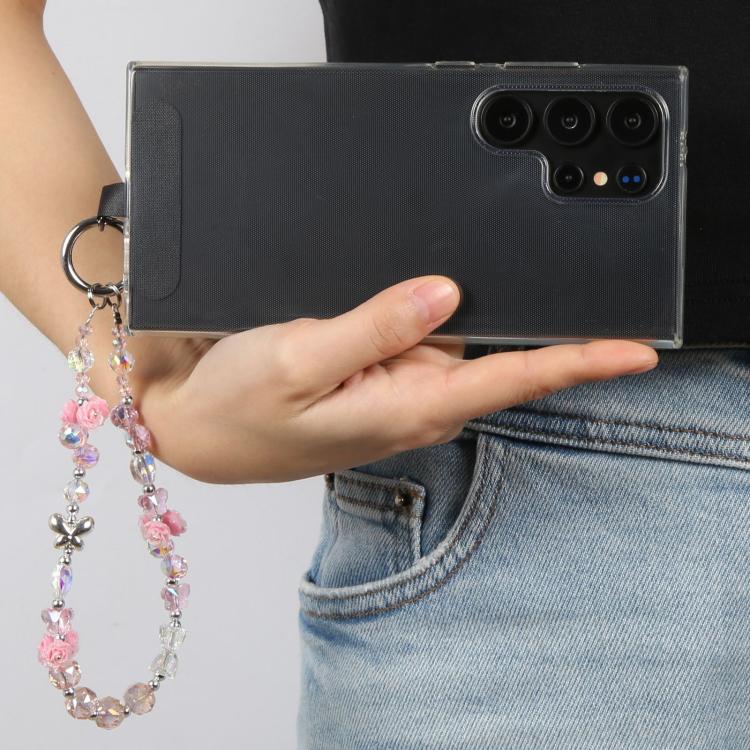 Rose Bead Chain Phone Anti-lost Short Lanyard(Blue Pink) - Lanyards & Wrist Straps by buy2fix | Online Shopping UK | buy2fix