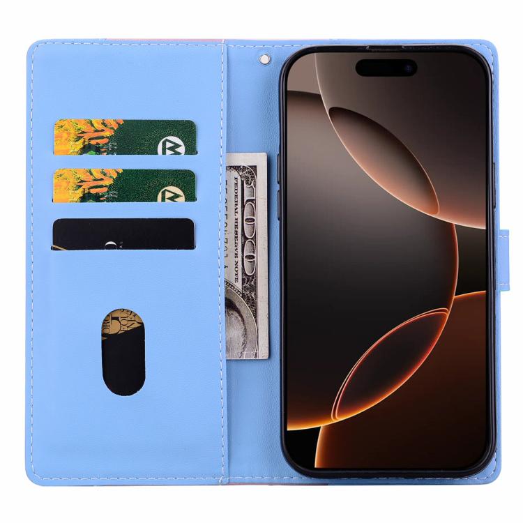 For iPhone Air Embossed Two-Color Leather Phone Case(Pink Blue) - iPhone Air Cases by buy2fix | Online Shopping UK | buy2fix