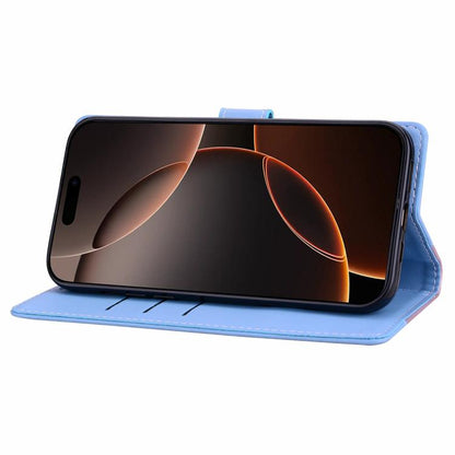 For iPhone Air Embossed Two-Color Leather Phone Case(Pink Blue) - iPhone Air Cases by buy2fix | Online Shopping UK | buy2fix