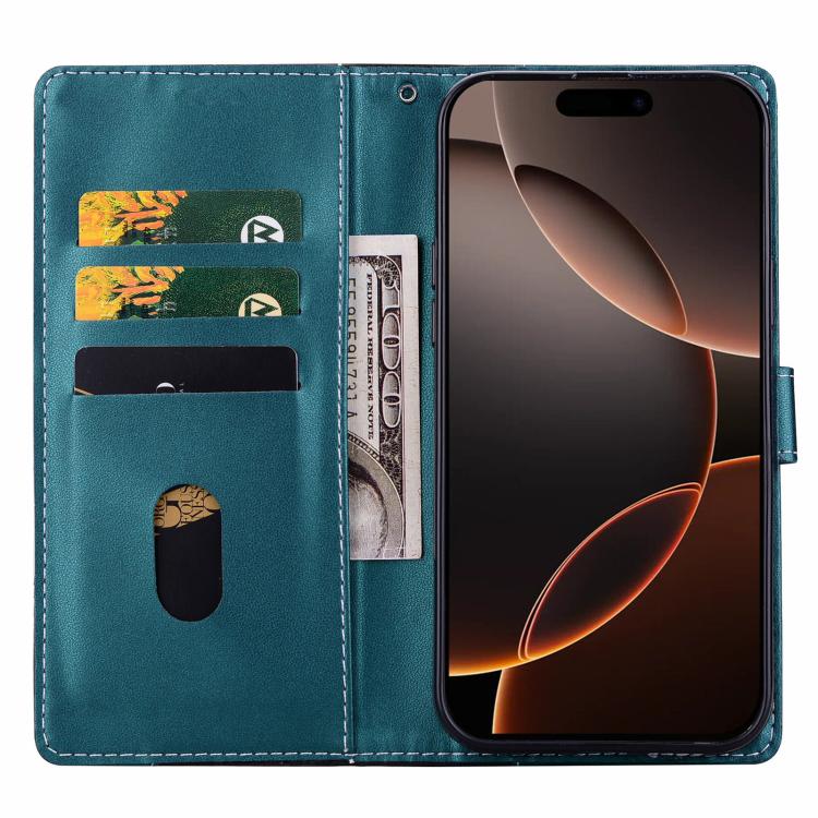 For iPhone Air Embossed Two-Color Leather Phone Case(Black Green) - iPhone Air Cases by buy2fix | Online Shopping UK | buy2fix