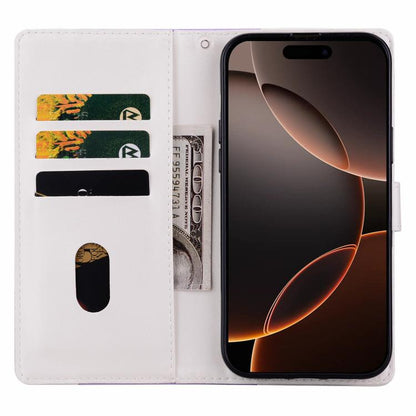 For iPhone Air Embossed Two-Color Leather Phone Case(Purple White) - iPhone Air Cases by buy2fix | Online Shopping UK | buy2fix