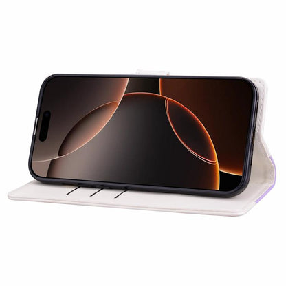 For iPhone Air Embossed Two-Color Leather Phone Case(Purple White) - iPhone Air Cases by buy2fix | Online Shopping UK | buy2fix