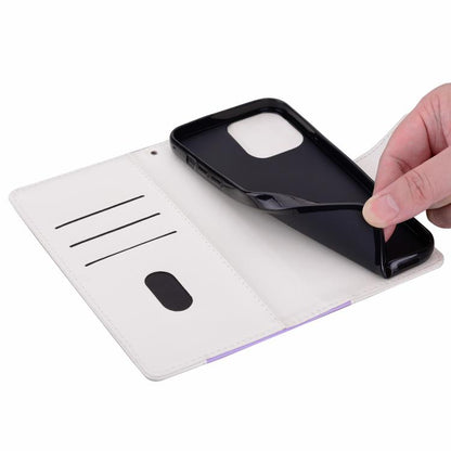 For iPhone Air Embossed Two-Color Leather Phone Case(Purple White) - iPhone Air Cases by buy2fix | Online Shopping UK | buy2fix