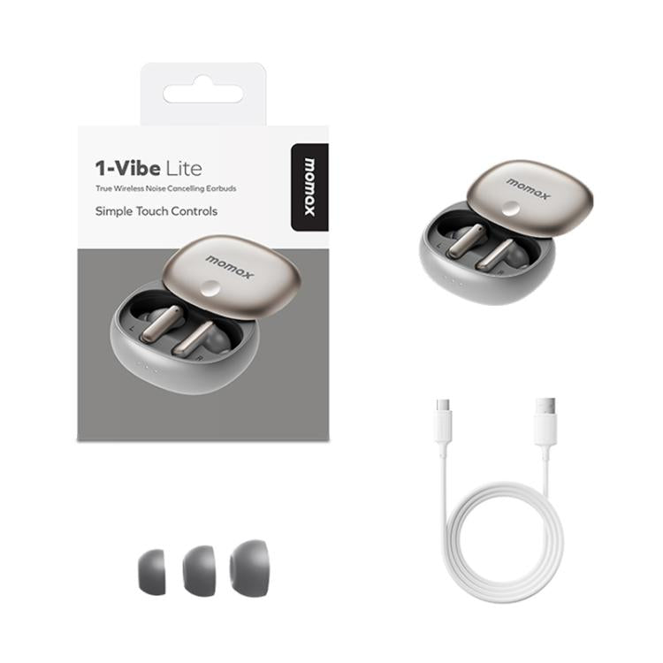 MOMAX 1-Vibe Lite True Wireless Noise Cancelling BT5.4 Earphones(Titanium) - TWS Earphone by MOMAX | Online Shopping UK | buy2fix