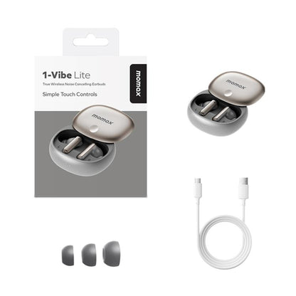 MOMAX 1-Vibe Lite True Wireless Noise Cancelling BT5.4 Earphones(Titanium) - TWS Earphone by MOMAX | Online Shopping UK | buy2fix