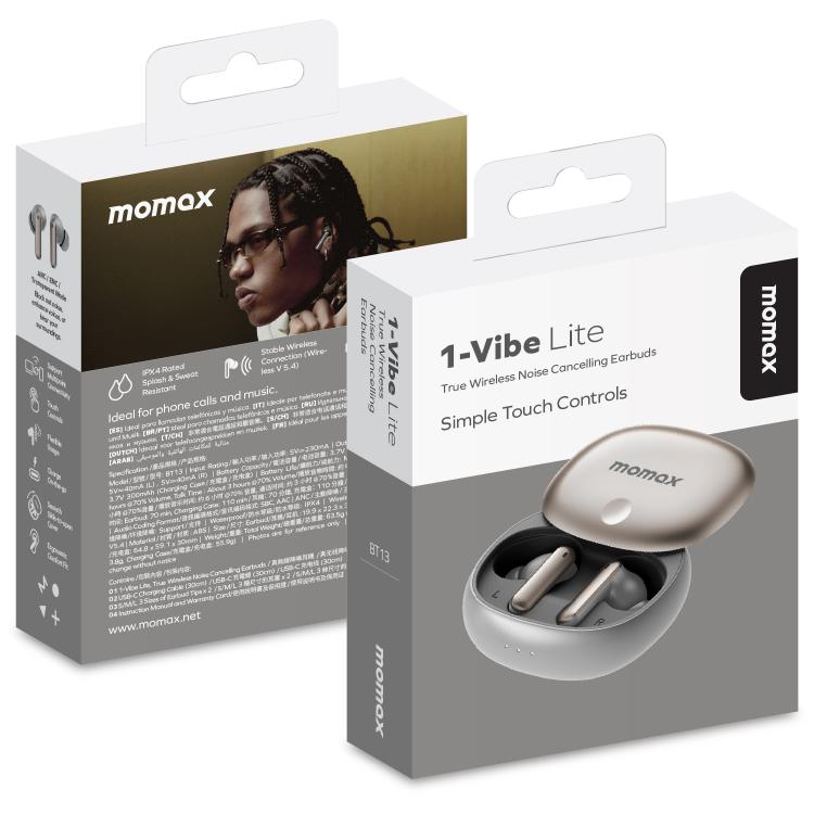 MOMAX 1-Vibe Lite True Wireless Noise Cancelling BT5.4 Earphones(Titanium) - TWS Earphone by MOMAX | Online Shopping UK | buy2fix