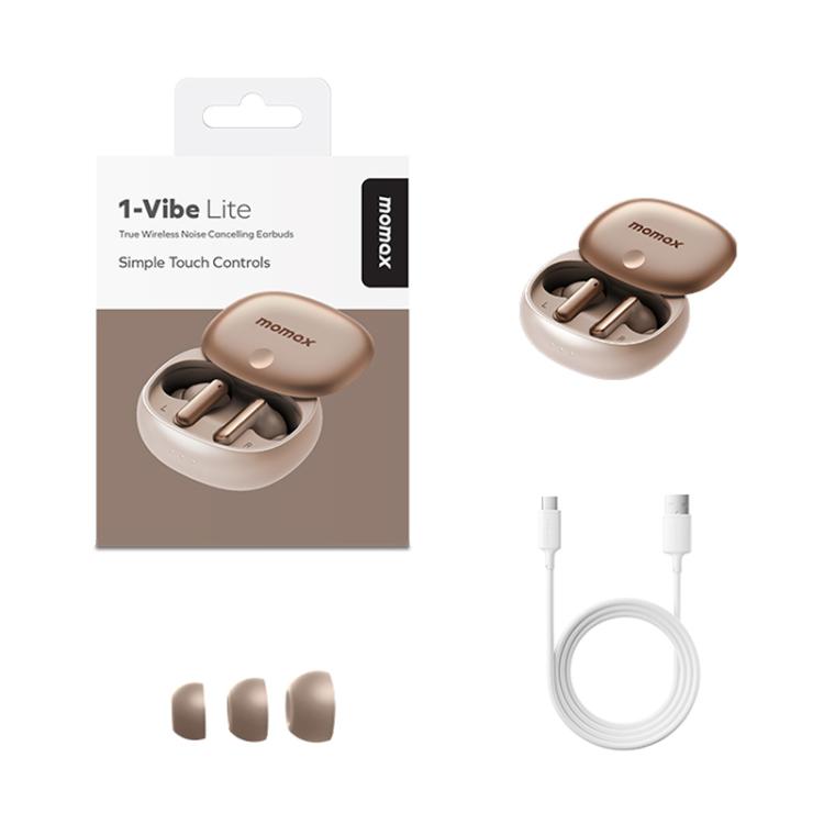 MOMAX 1-Vibe Lite True Wireless Noise Cancelling BT5.4 Earphones(Gold) - TWS Earphone by MOMAX | Online Shopping UK | buy2fix