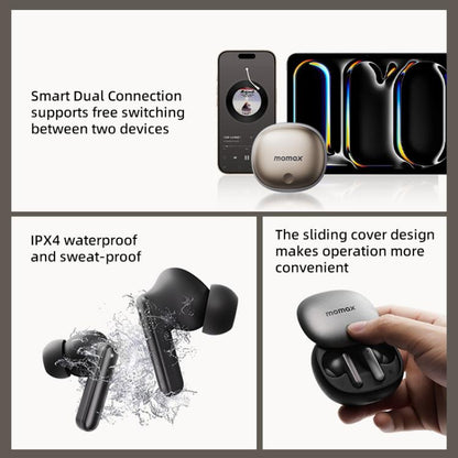 MOMAX 1-Vibe Lite True Wireless Noise Cancelling BT5.4 Earphones(Titanium) - TWS Earphone by MOMAX | Online Shopping UK | buy2fix