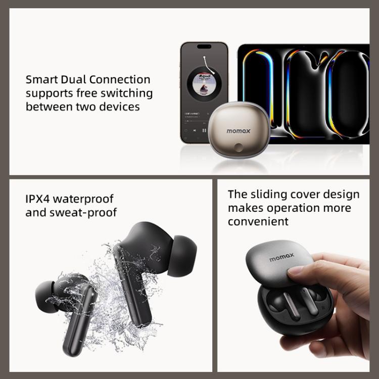 MOMAX 1-Vibe Lite True Wireless Noise Cancelling BT5.4 Earphones(Black) - TWS Earphone by MOMAX | Online Shopping UK | buy2fix